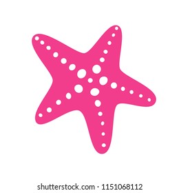 Pink starfish in flat style. Starfish icon. Sea star. Vector illustration isolated on white background