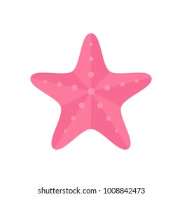 Pink starfish, ocean, marine animal vector graphic illustration, isolated on white background. Starfish icon or logo.