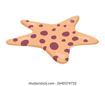 Pink starfish with polka dots. Sea creature in cartoon style isolated on white background. Vector illustration.
