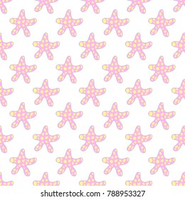 pink starfish seamless pattern