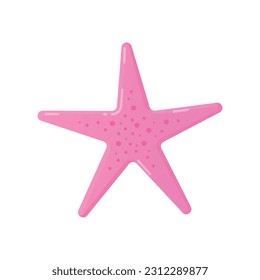 Pink starfish seashell for sand beach vector illustration isolated on white background. Summer doodle design of sea underwater marine life animal