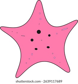 Pink Starfish Vector Illustration – Cute Cartoon Sea Animal Icon for Beach, Ocean, Summer, and Underwater Design Projects
