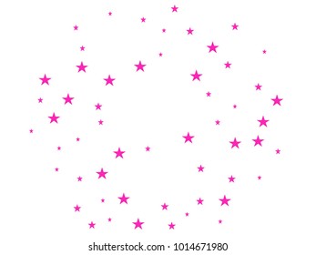 Pink starry background. Tiny stars. Confetti celebration, Falling pink abstract decoration for party, birthday celebrate, anniversary or event, festive. Festival decor. Vector illustration. 