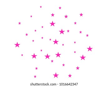 Pink starry background. Tiny stars. Confetti celebration, Falling pink abstract decoration for party, birthday celebrate, anniversary or event, festive. Festival decor. Vector illustration. 