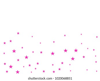 Pink starry background. Tiny stars. Confetti celebration, Falling pink abstract decoration for party, birthday celebrate, anniversary or event, festive. Festival decor. Vector illustration. 
