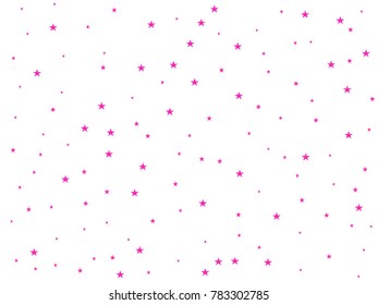 Pink starry background. Tiny stars. Confetti celebration, Falling pink abstract decoration for party, birthday celebrate, anniversary or event, festive. Festival decor. Vector illustration.