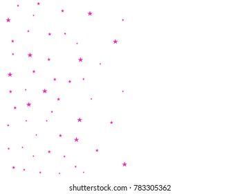 Pink starry background. Tiny stars. Confetti celebration, Falling pink abstract decoration for party, birthday celebrate, anniversary or event, festive. Festival decor. Vector illustration.