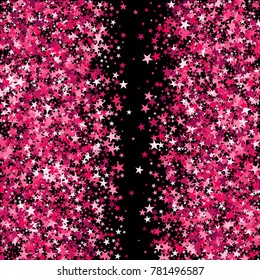 Pink Stars Background. Bright Pink Stars on a Black Background. Modern Fashionable Background. Pink Stars Background for Wrapping paper, Postcards, Banners, Prints. Abstraction with Pink Stars.