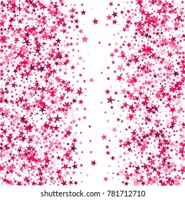 Pink Stars Background. Bright Pink Stars on a White Background. Modern Fashionable Background. Pink Stars Background for Wrapping Paper, Postcards, Banners, Prints. Abstraction with Pink Stars.