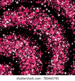 Pink Stars Background. Bright Pink Stars on a Black Background. Modern Fashionable Background. Pink Stars Background for Wrapping paper, Postcards, Banners, Prints. Abstraction with Pink Stars.