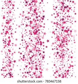 Pink Stars Background. Bright Pink Stars on a White Background. Modern Fashionable Background. Pink Stars Background for Wrapping Paper, Postcards, Banners, Prints. Abstraction with Pink Stars.