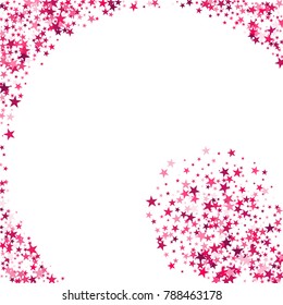 Pink Stars Background. Bright Pink Stars on a White Background. Modern Fashionable Background. Pink Stars Background for Wrapping Paper, Postcards, Banners, Prints.
