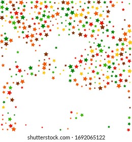 Pink Stars Gift. Green Confetti Cosmos. Yellow Starry Symbol. Red Texture Modern. Sparkling Festive. Celebration Poster. Glitter Banner. Falling Sky.