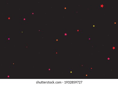 Pink Stars Gift. Yellow Confetti Isolated. Orange Starry Space. Colorful Texture Gift. Sparkling Anniversary. Celebration Modern. Glitter Gift. Falling Anniversary