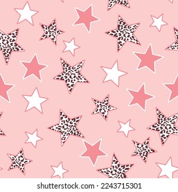 pink stars leopard seamless aop all over print girly