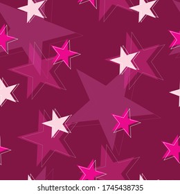patrón de estrellas rosadas en fondo rosa oscuro - patrón de baldosas impecable