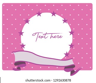 Pink stars ribbon and frame vector design