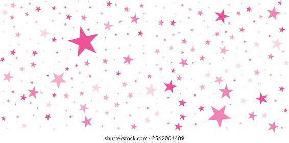 Pink stars scatter on a white background