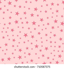 Pink stars seamless pattern on light pink fascinating background.