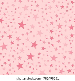 Pink stars seamless pattern on light pink bewitching background.