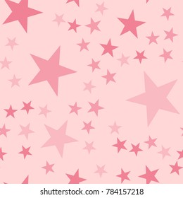 Pink stars seamless pattern on light pink interesting background.