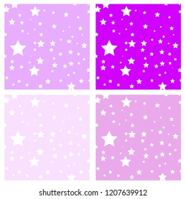 Pink stars shape sweet pattern set vector