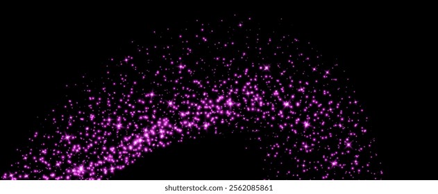 Pink stars and sparkles, magic star dust background, light effect with flares.