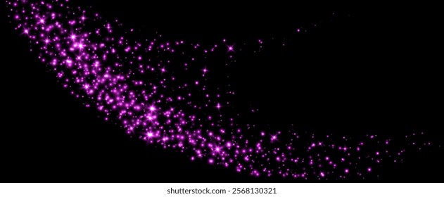 Pink stars and sparkles, magic star dust background, light effect with flares.