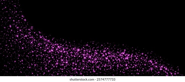 Pink stars and sparkles, magic star dust background, light effect with flares.