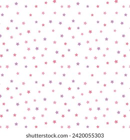 Pink stars spread seamless pattern for textile, wrapping and scrap booking