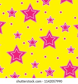 Pink stars yellow background pattern vector