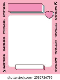 "Pink stationery design with Sweet Cool border and blank center."