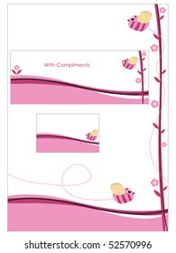 Pink Stationery Set With Letterhead, Business Card And Compliment Slip