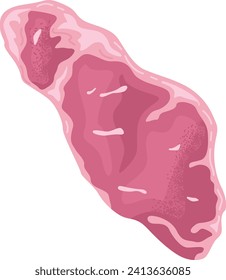 Ilustración vectorial de filete rosa, carne cruda con mermelada, corte detallado de carne.