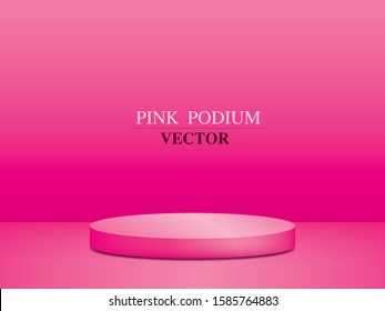 pink step podium 3D illustration vector.