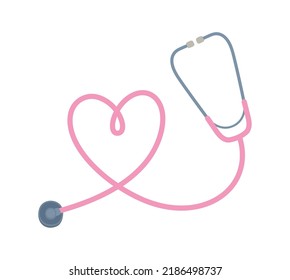 pink stethoscope illustration over white