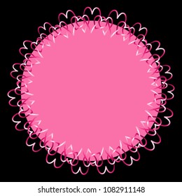 Pink sticker and badge with decorative border of interconnected hearts. for cheerful designs. Celtic knot hearts border design