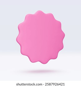 Pink sticker, badge mockup. Blank labels of circle shapes with wavy edge. Vector illustration isolated on white. Copy space. Stickers or patches for preview tags, labels, design, presentation, adv