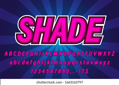 Pink sticker with classic blue alphabet text effect