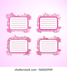 Pink stickers on notebooks vector
