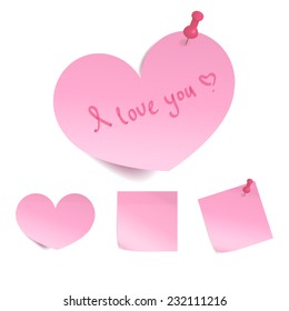 Pink sticky notes isolated on white background,EPS10