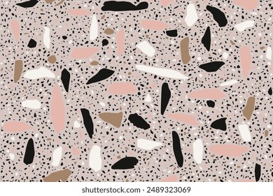 Superficie de piedra rosa con coloridos patrones geométricos. Horizontal Vector de cerca.