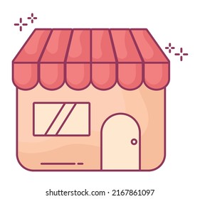 pink store design over white