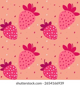 Fresas rosadas. Patrón sin fisuras. Estilo plano.