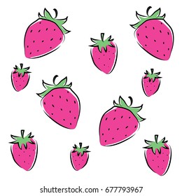 Pink strawberries vector illustration