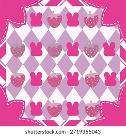 Rosa morango coelho Checkered quadrado cachecol padrão