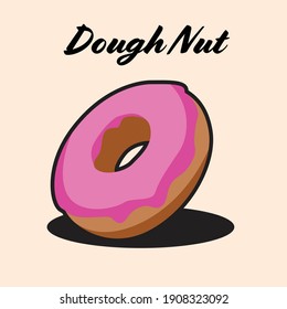 Pink strawberry donut black outline