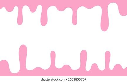 Pink strawberry melted on waffle background. Glazed pink liquid melting on a white background with copy space.