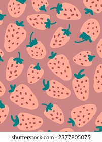 Pink Strawberry patterns on pink background for web banner, business presentation, branding package, fabric print, wallpaper, social media post, doodle, notes, book covers, wall decor.