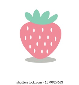 Pink Strawberry Vector Icon isolated on white background.